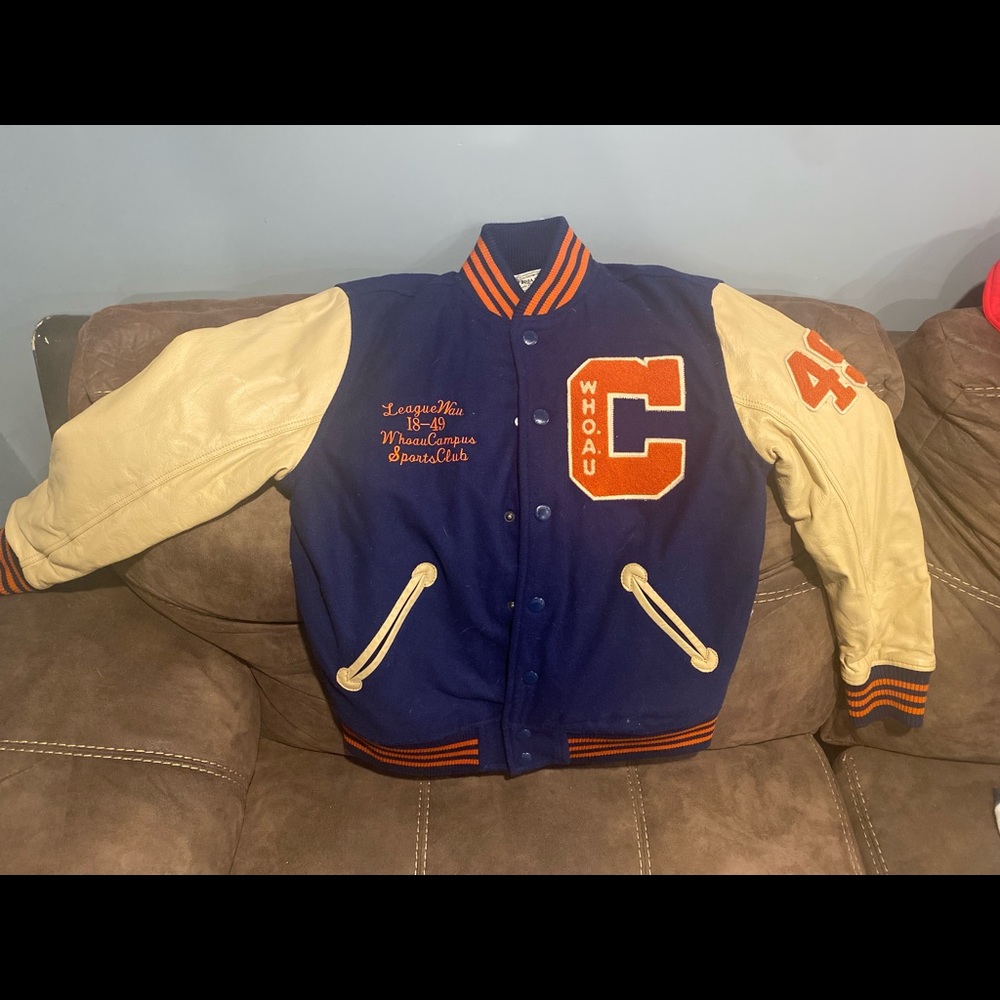 Vintage American village WHO.A.U varsity jacket